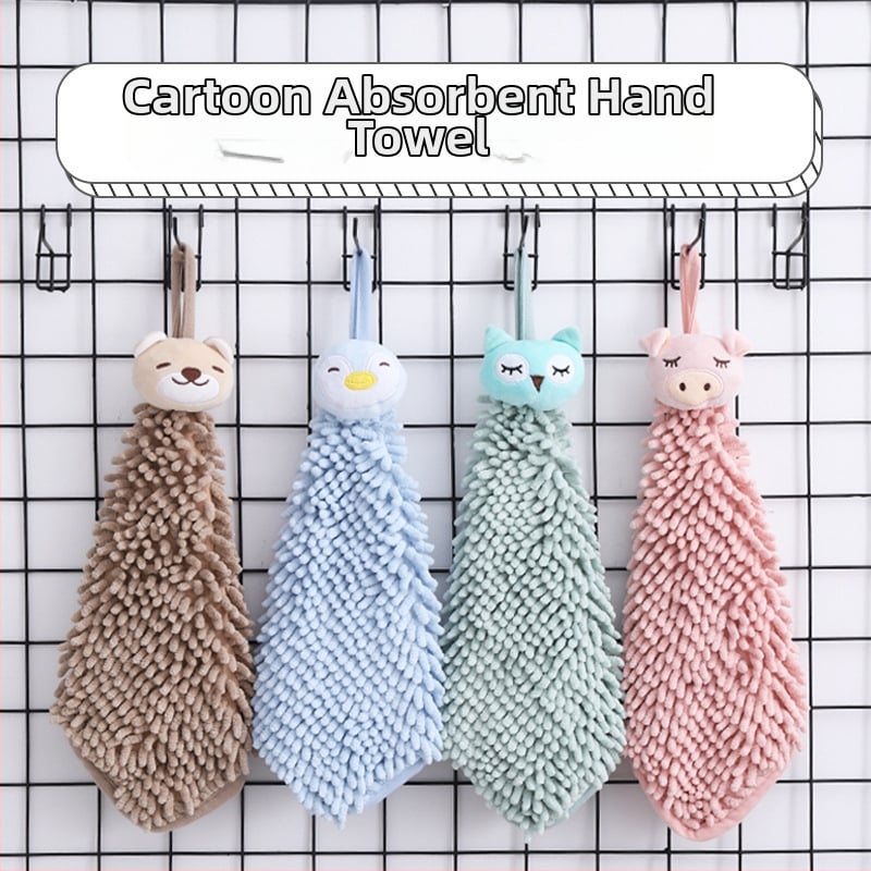 Chenille riputatav käterätik õmmeldud armsa karikatuurlooma kujutisega – paks köögikäterätik, Loomade loominguline sari