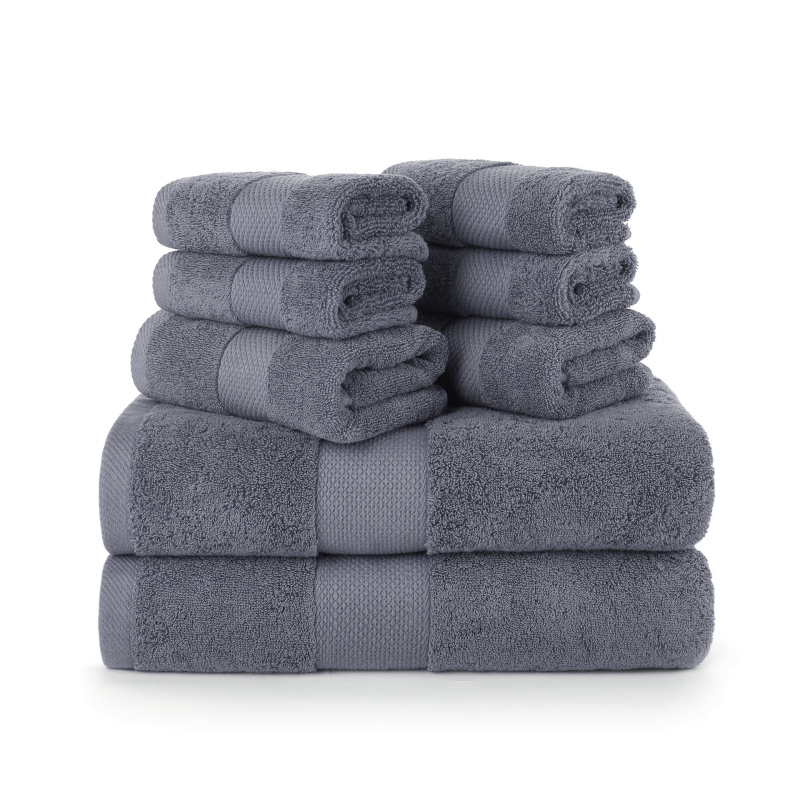 Set ručnika za tijelo i za lice od 100% pamuka, niska opadljivost, 32s pređa, šavovi, težina 120–140 g, mogućnost loga