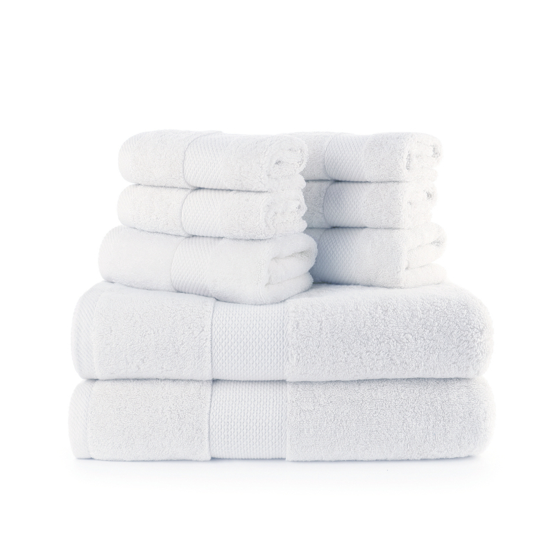 Set ručnika za tijelo i za lice od 100% pamuka, niska opadljivost, 32s pređa, šavovi, težina 120–140 g, mogućnost loga
