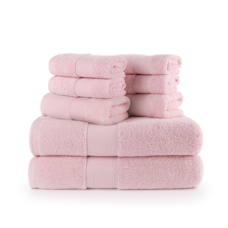 Set ručnika za tijelo i za lice od 100% pamuka, niska opadljivost, 32s pređa, šavovi, težina 120–140 g, mogućnost loga