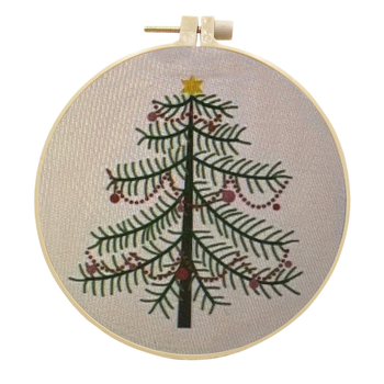 Коледен комплект за бродерия, памук и лен, мотиви растения и цветя, модерен минималистичен стил