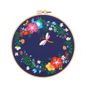 Комплект за бродиране – памучно платно, мотив растения и цветя, кръстат бод за начинаещи