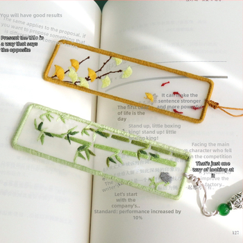 Комплект за бродерия върху закладка за книга в стил Мин-Цин, флорални мотиви, Су бродерия, произход Китай