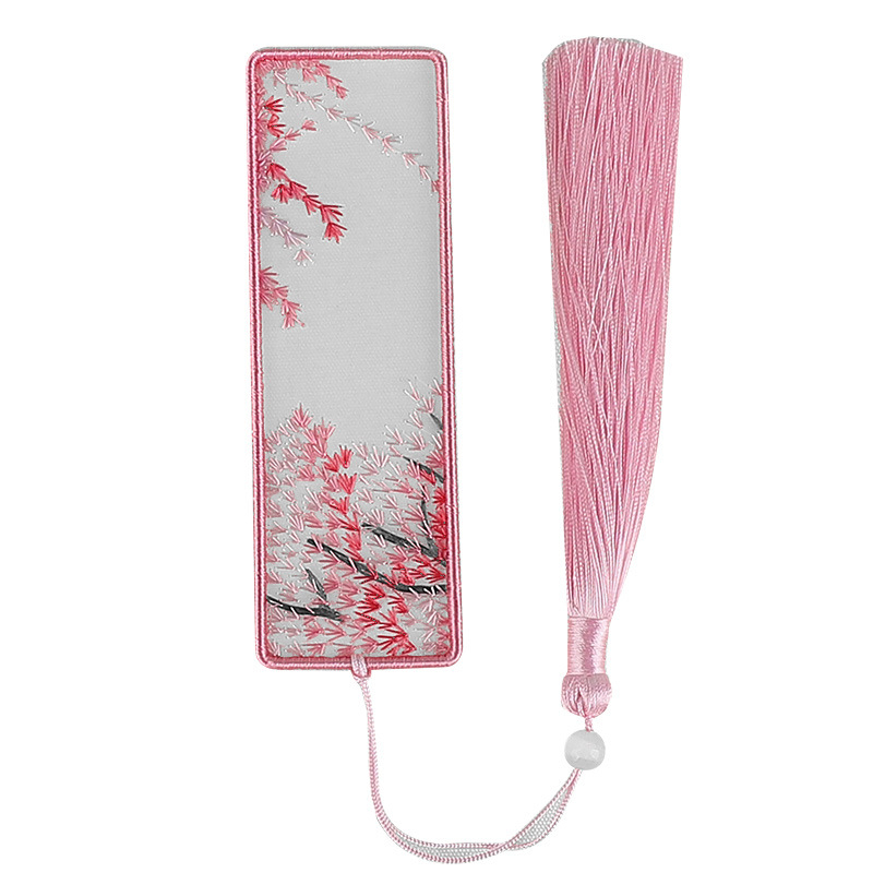 DIY набор за кръстосано бродиране: двустранна закладка за книга и висулка за кола, органза, мотиви с растения