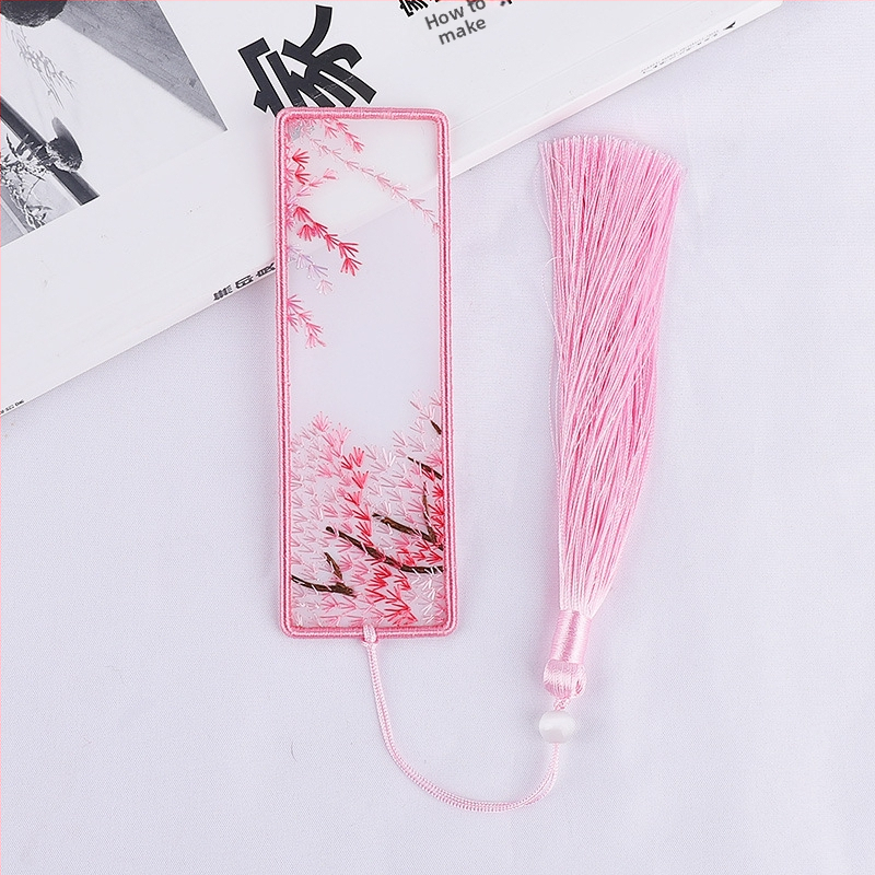 DIY набор за кръстосано бродиране: двустранна закладка за книга и висулка за кола, органза, мотиви с растения