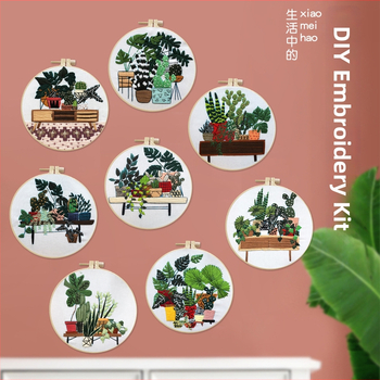 3D- jellegű európai stílusú keresztszemes készlet növények és virágok, kezdőknek, pamut és len anyaggal.