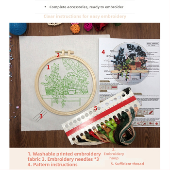 3D- jellegű európai stílusú keresztszemes készlet növények és virágok, kezdőknek, pamut és len anyaggal.