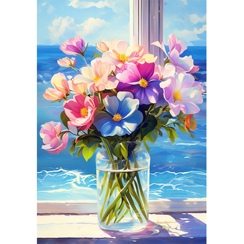 Keresztöltéses készlet - tájkép dizájn, 11CT pamut anyag, ideális nappaliba, hálószobába, dolgozószobába, étterembe