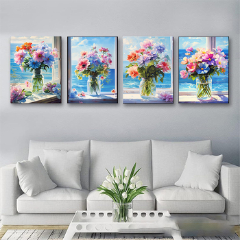 Keresztöltéses készlet - tájkép dizájn, 11CT pamut anyag, ideális nappaliba, hálószobába, dolgozószobába, étterembe