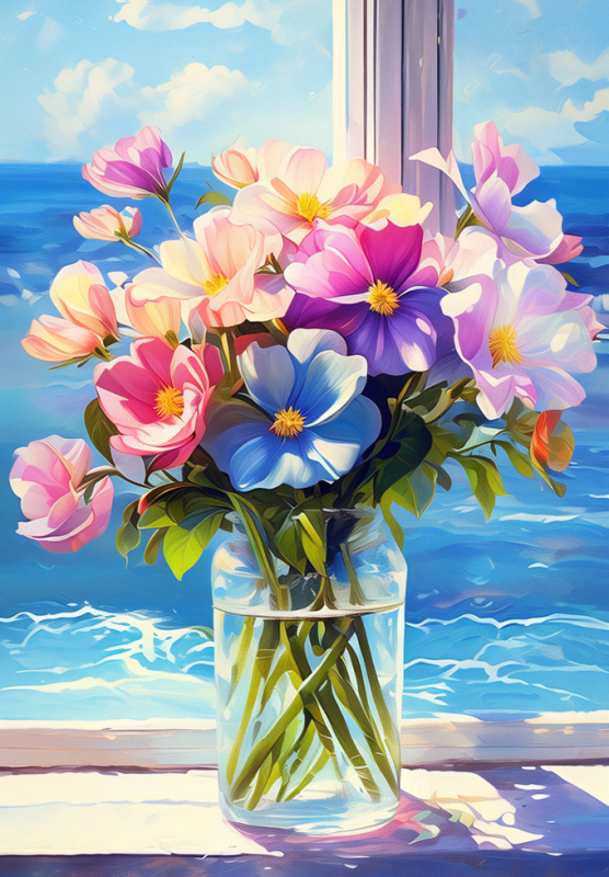 Keresztöltéses készlet - tájkép dizájn, 11CT pamut anyag, ideális nappaliba, hálószobába, dolgozószobába, étterembe