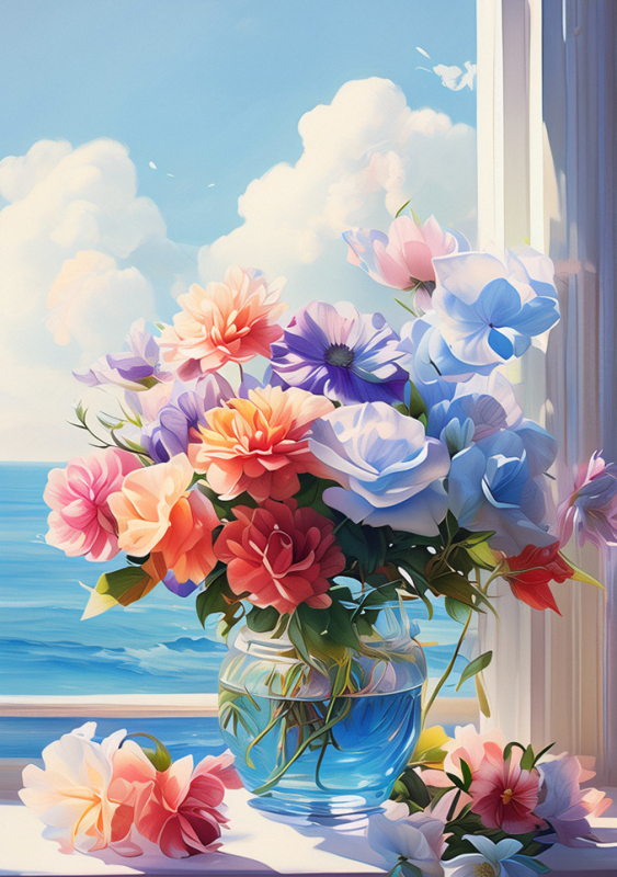 Keresztöltéses készlet - tájkép dizájn, 11CT pamut anyag, ideális nappaliba, hálószobába, dolgozószobába, étterembe