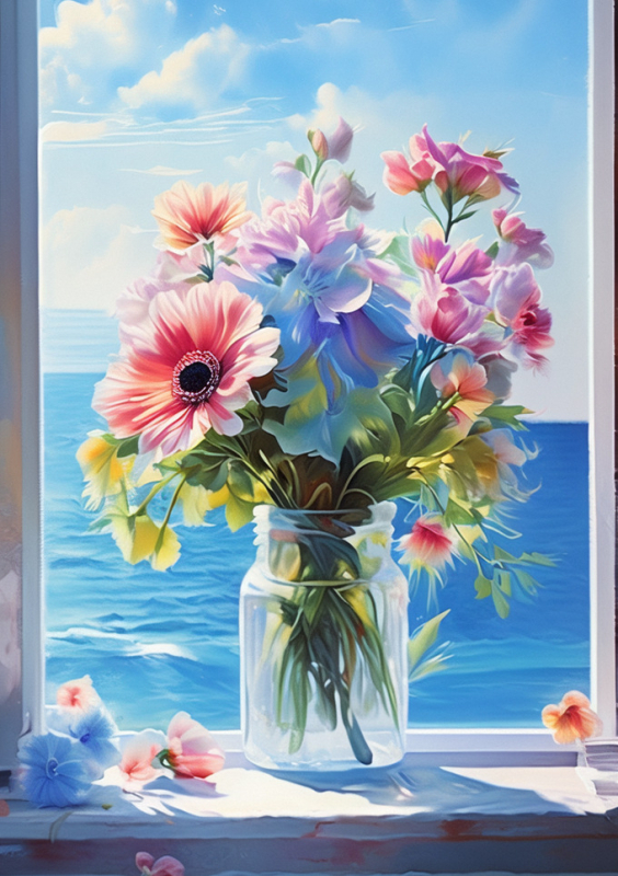 Keresztöltéses készlet - tájkép dizájn, 11CT pamut anyag, ideális nappaliba, hálószobába, dolgozószobába, étterembe