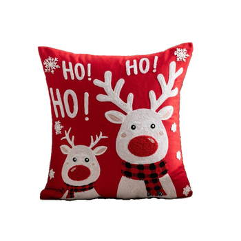 Jastučnica s vezom od ručnika — Božićni motiv Djed Mraz i pahulja snijega; prilagodljivo, moguć ispis logotipa