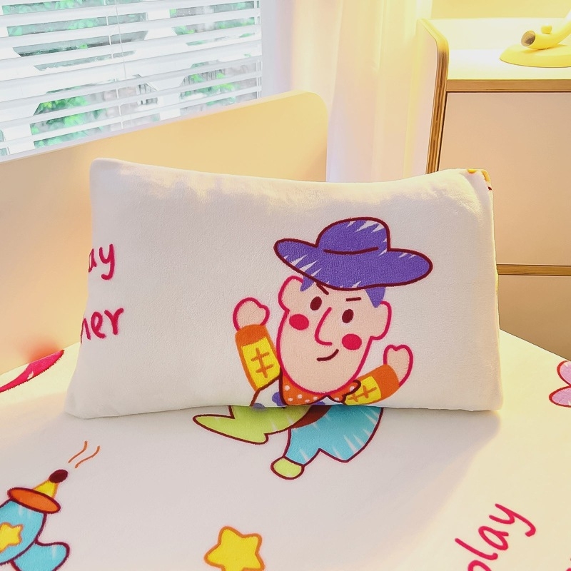 Gyerekeknek szóló párnahuzat tej-velúr anyagból, téli korall-velúr meleg, vastag tömés, egyszemélyes csomag