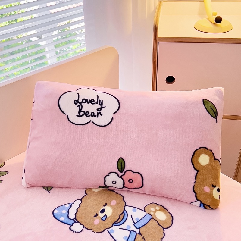 Gyerekeknek szóló párnahuzat tej-velúr anyagból, téli korall-velúr meleg, vastag tömés, egyszemélyes csomag
