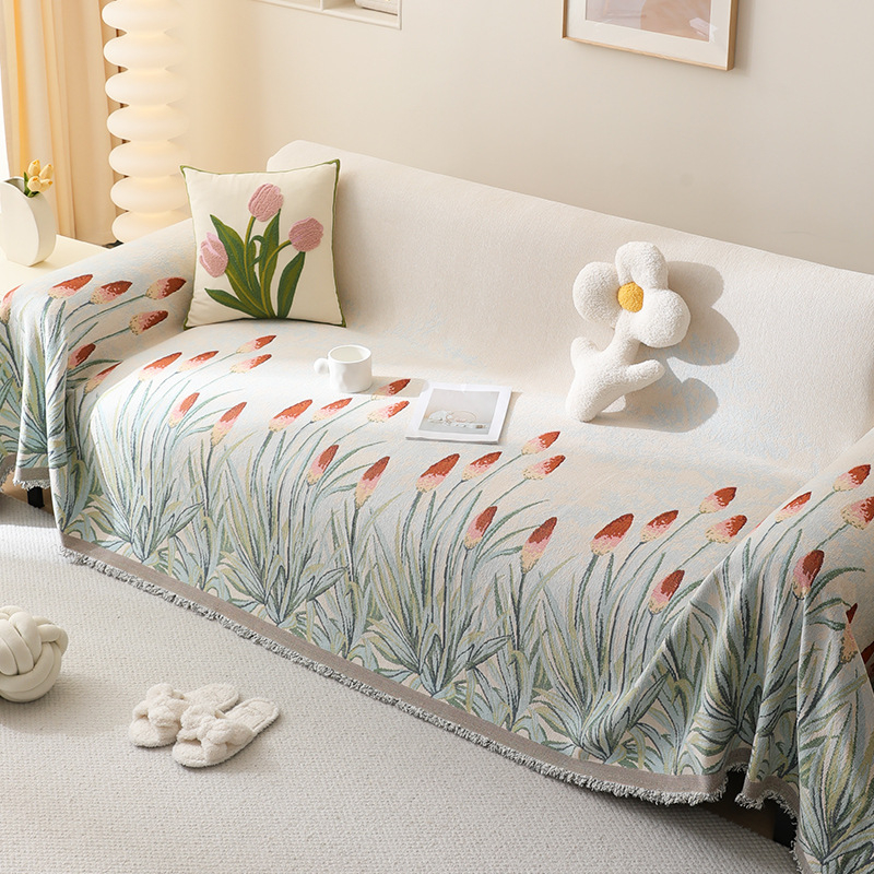 Guantao Chenille kanapévédő huzat háromüléses kanapéhoz, macskakarcolás elleni, porálló, teljes lefedettség; minták: csillagfényes égbolt, geometriai, szivárvány, növény virágok