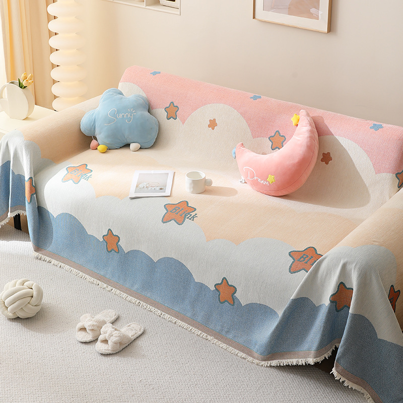 Guantao Chenille kanapévédő huzat háromüléses kanapéhoz, macskakarcolás elleni, porálló, teljes lefedettség; minták: csillagfényes égbolt, geometriai, szivárvány, növény virágok