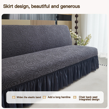 Kanapéhuzat, poliészter, vastag jacquard szegély, két ülőhelyes karfa nélküli kanapéhoz, egyszínű, modern minimalista stílus