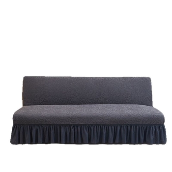 Kanapéhuzat, poliészter, vastag jacquard szegély, két ülőhelyes karfa nélküli kanapéhoz, egyszínű, modern minimalista stílus