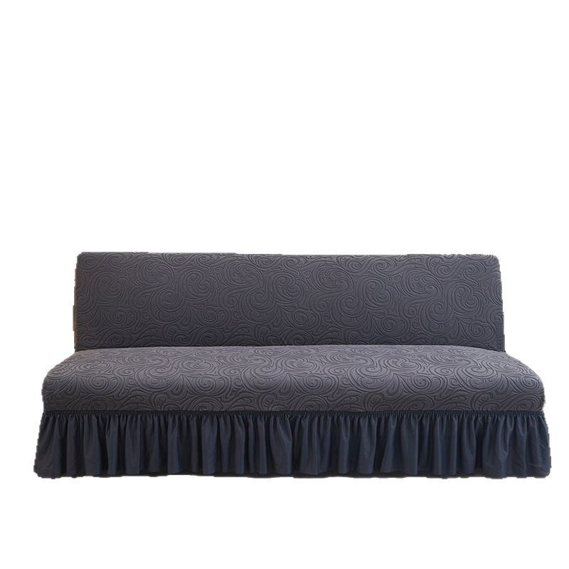 Kanapéhuzat, poliészter, vastag jacquard szegély, két ülőhelyes karfa nélküli kanapéhoz, egyszínű, modern minimalista stílus