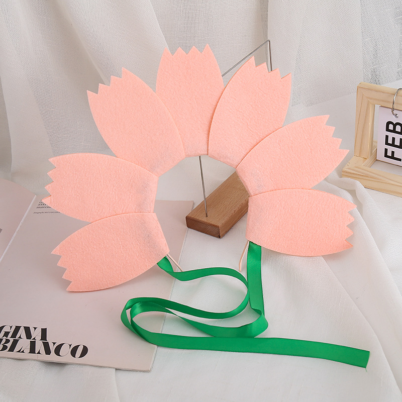 Bērnu galvas lente ar filca ziedu, rokas darbs, korejiešu stils, vasara 2024