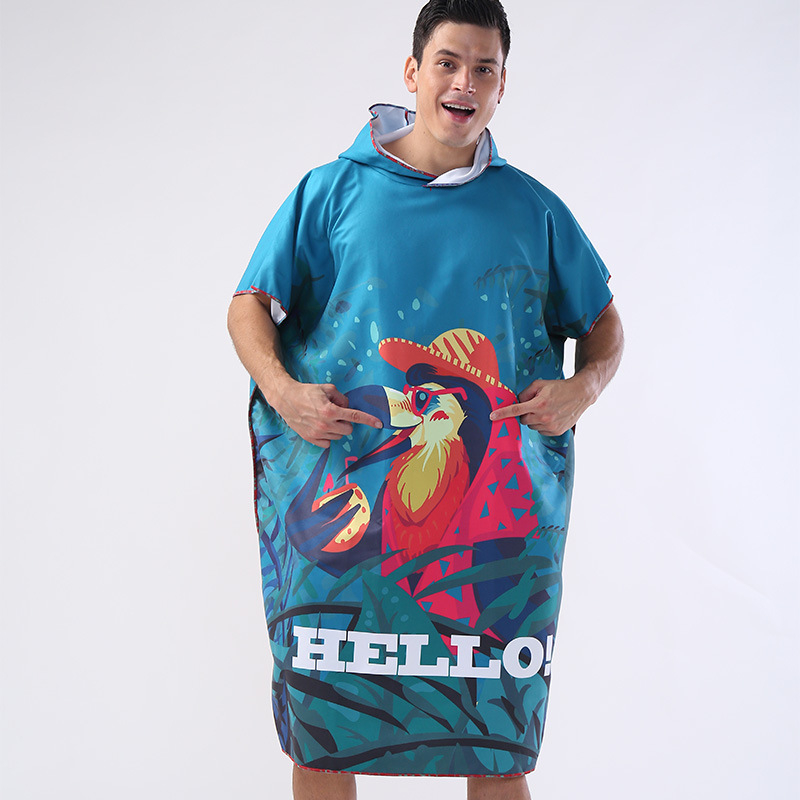 VOCOOL Kapucnis törölköző-köpeny – finom rostokból, 400–500 g, 150D, nyomtatott