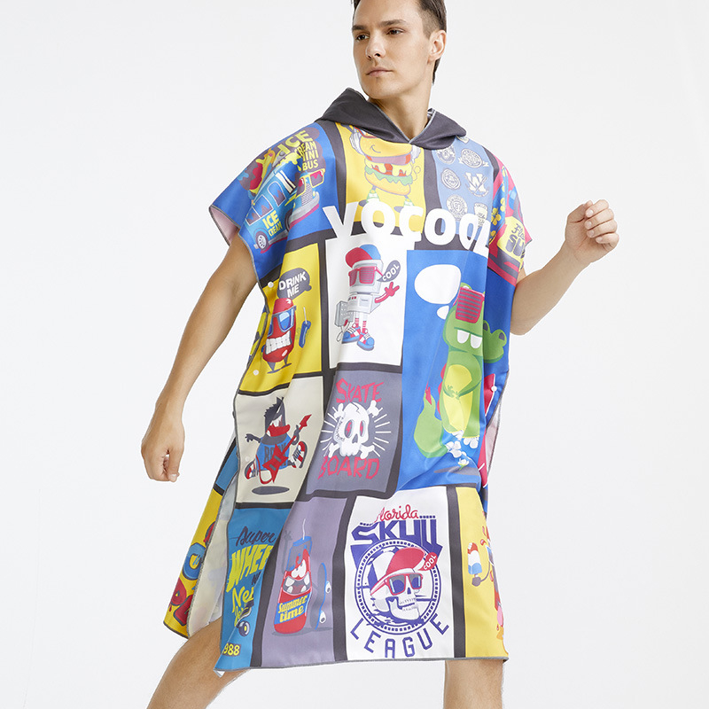 VOCOOL Kapucnis törölköző-köpeny – finom rostokból, 400–500 g, 150D, nyomtatott