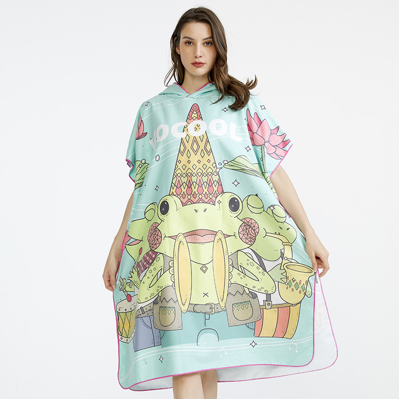 VOCOOL Kapucnis törölköző-köpeny – finom rostokból, 400–500 g, 150D, nyomtatott