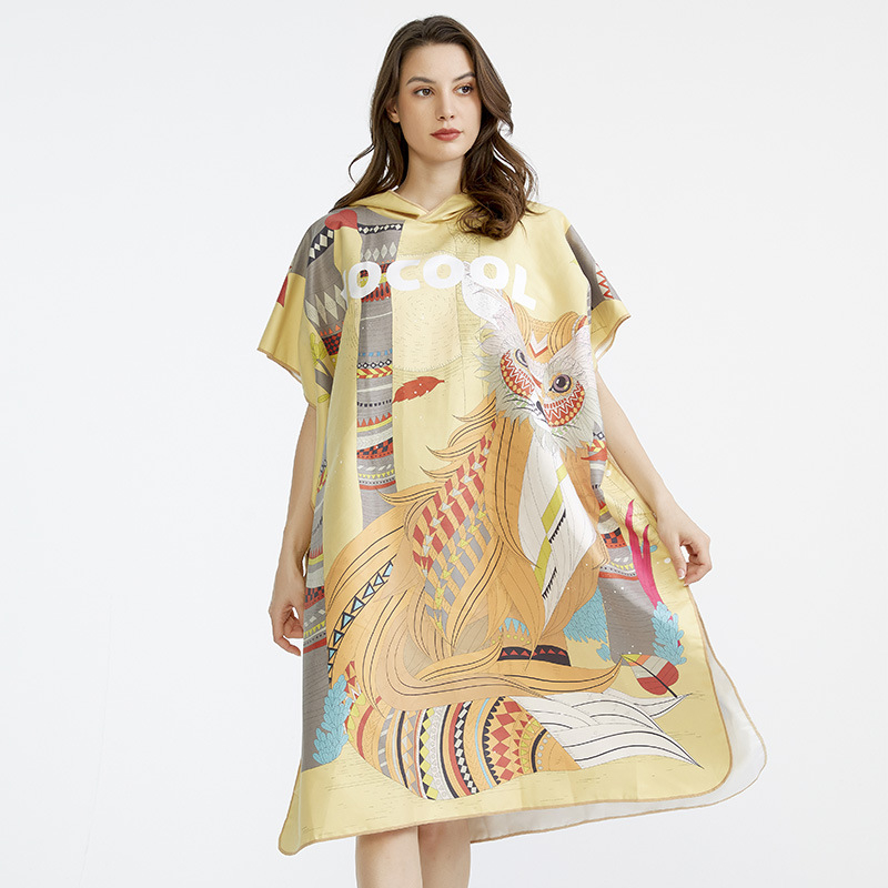 VOCOOL Kapucnis törölköző-köpeny – finom rostokból, 400–500 g, 150D, nyomtatott