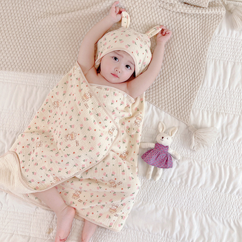 Négy rétegű krepp pamut medvefej-kapucnis fürdőlepedő köpeny, minden évszakban viselhető, puha állatmotívumú kapucnis köpeny élvarrással