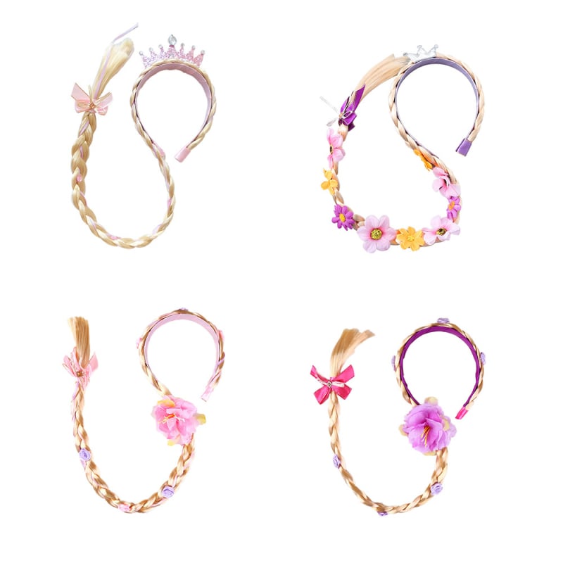 Meitenēm paredzēta pīti parūka ar ziedu rakstu, krona un matu spraudele