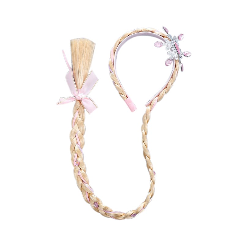 Meitenēm paredzēta pīti parūka ar ziedu rakstu, krona un matu spraudele