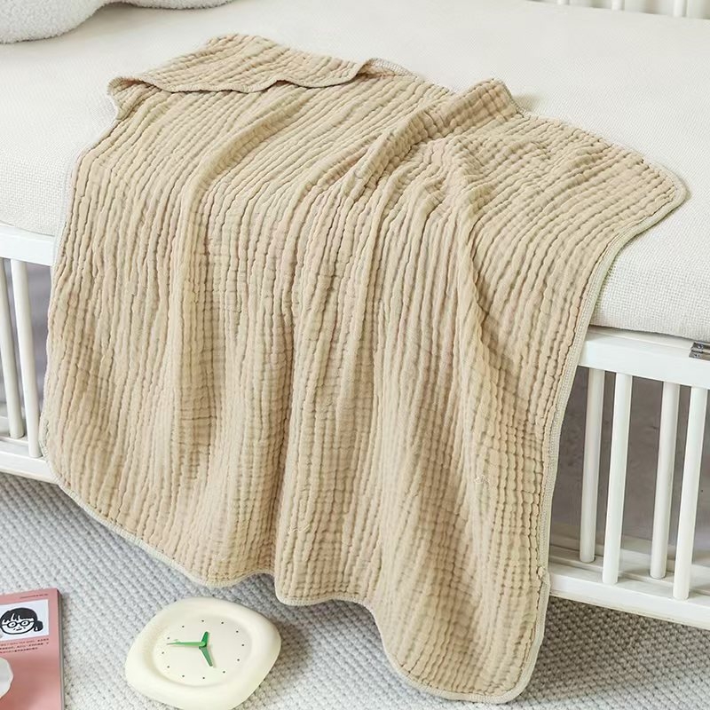 Zīdaiņu kapucētais vannas dvielis, 6 slāņi seersucker kokvilna