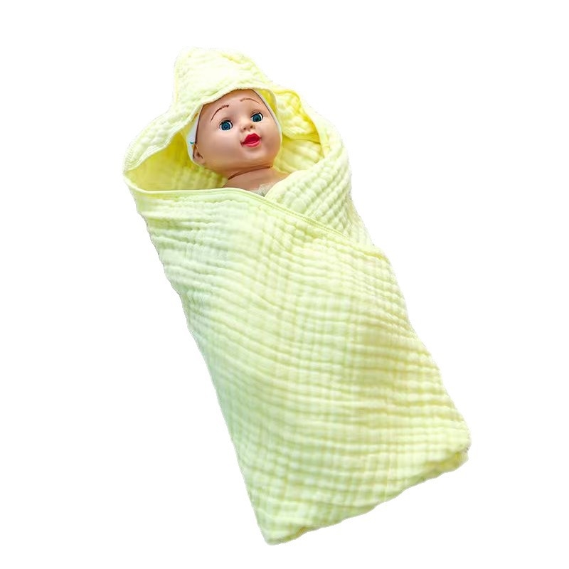 Zīdaiņu kapucētais vannas dvielis, 6 slāņi seersucker kokvilna