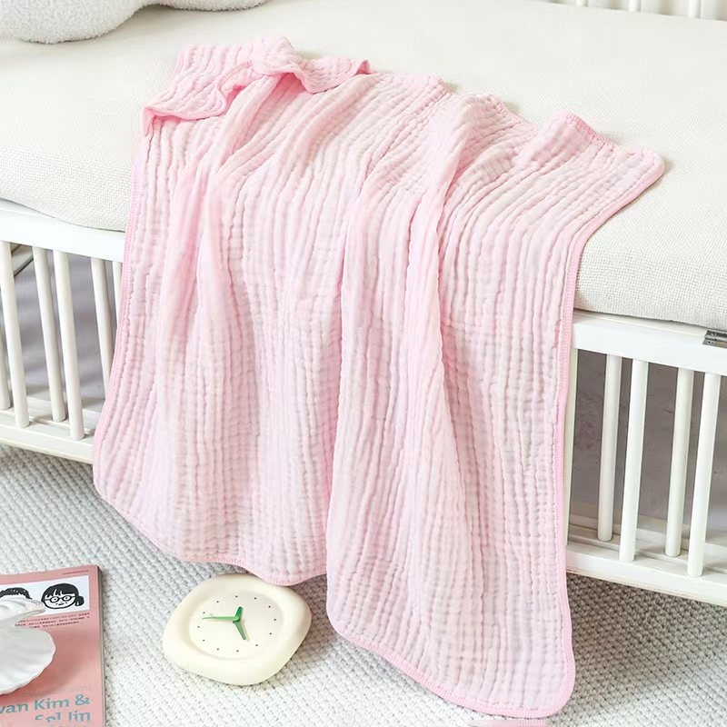 Zīdaiņu kapucētais vannas dvielis, 6 slāņi seersucker kokvilna