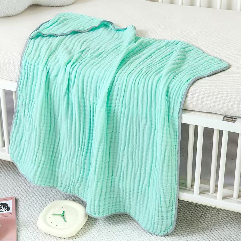 Zīdaiņu kapucētais vannas dvielis, 6 slāņi seersucker kokvilna