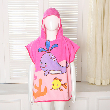 Laste kapuutsiga rätikmantel, 100% puuvill, 200–300 g, karikatuurid/loomade mustrid