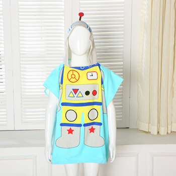 Laste kapuutsiga rätikmantel, 100% puuvill, 200–300 g, karikatuurid/loomade mustrid