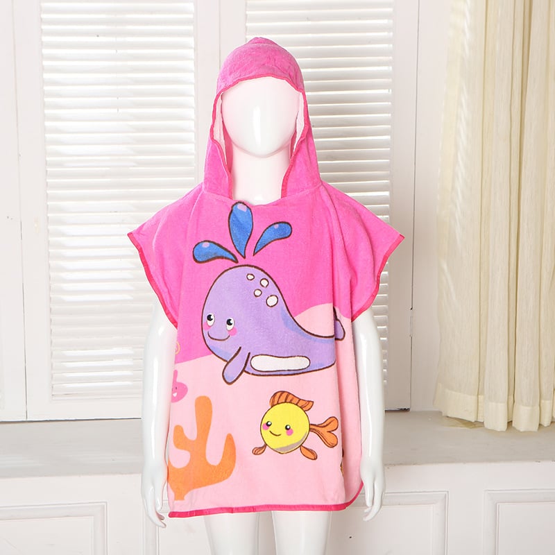 Bērnu kapucēta dvieļu halāts, 100% kokvilna, 200–300 g, karikatūras/dzīvnieku raksts