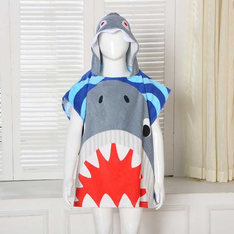 Laste kapuutsiga rätikmantel, 100% puuvill, 200–300 g, karikatuurid/loomade mustrid