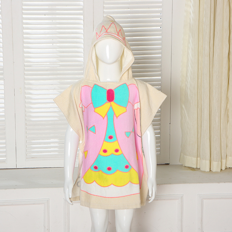 Laste kapuutsiga rätikmantel, 100% puuvill, 200–300 g, karikatuurid/loomade mustrid