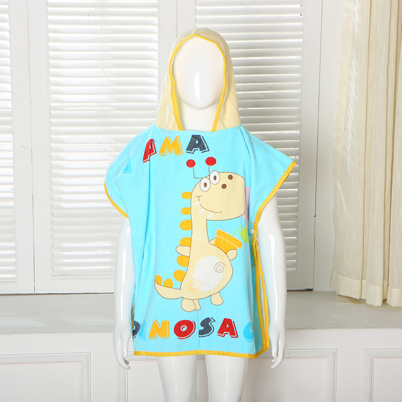 Laste kapuutsiga rätikmantel, 100% puuvill, 200–300 g, karikatuurid/loomade mustrid