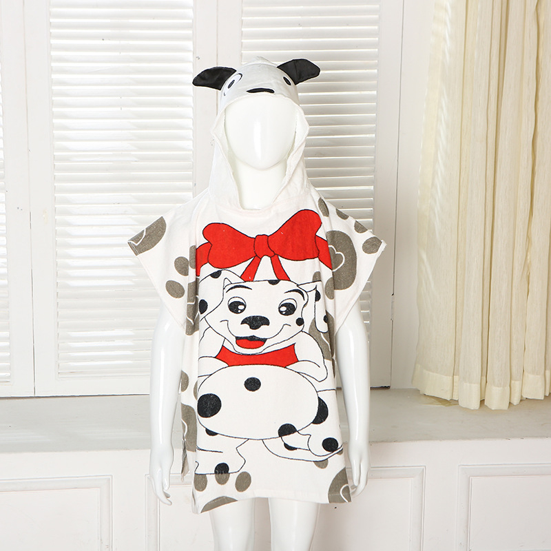 Laste kapuutsiga rätikmantel, 100% puuvill, 200–300 g, karikatuurid/loomade mustrid