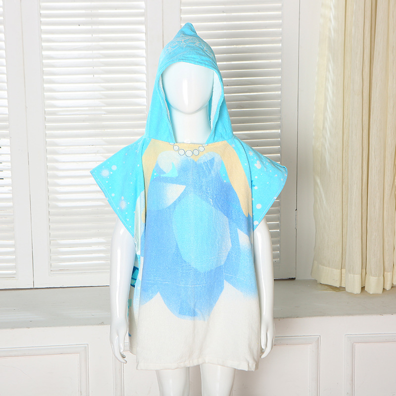 Laste kapuutsiga rätikmantel, 100% puuvill, 200–300 g, karikatuurid/loomade mustrid