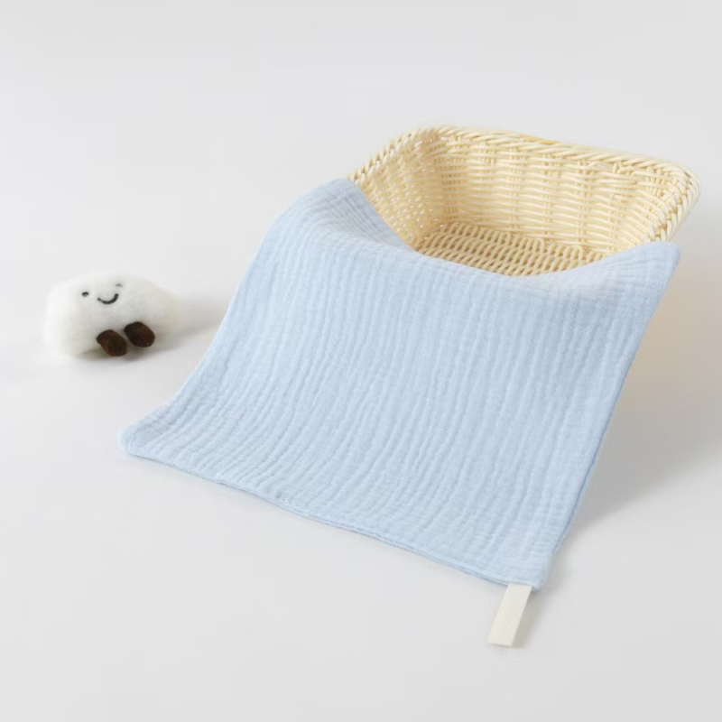 Bébik négyzet alakú törölköző 100% pamutból, egyszálas fonal, sima szövés, négy réteg, nedvességfelvétel 0–5 s