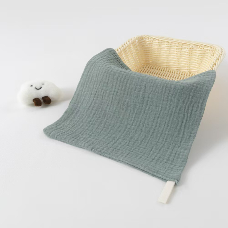 Bébik négyzet alakú törölköző 100% pamutból, egyszálas fonal, sima szövés, négy réteg, nedvességfelvétel 0–5 s