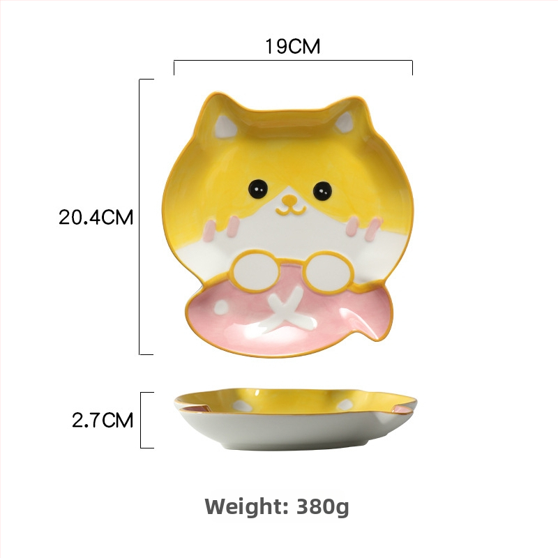 Crtić keramički tanjur za užinu – nepravilnog oblika, podglazurna završna obrada, mikrovalna otpornost, otisnut logotip, prilagodljiv