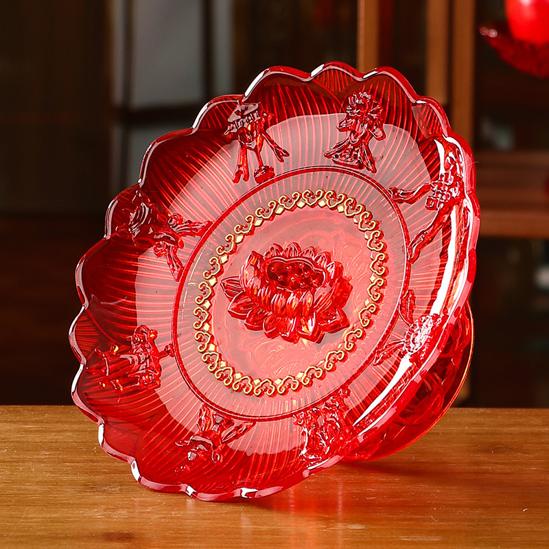 Plastikinė vaisių lėkštė kinų stiliaus budistiniams aukojimams Guanyinui, namų dekorui, neimportuota, ne dovana.