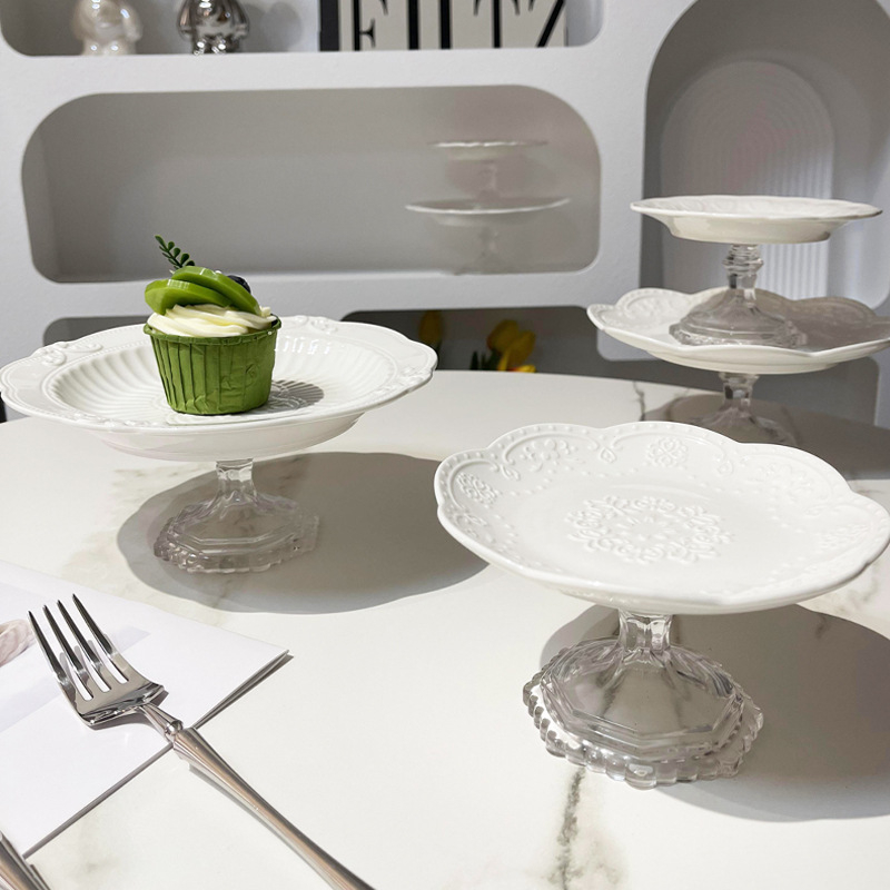 Tongfa kerámia tányér, szabálytalan alak, több mintázat