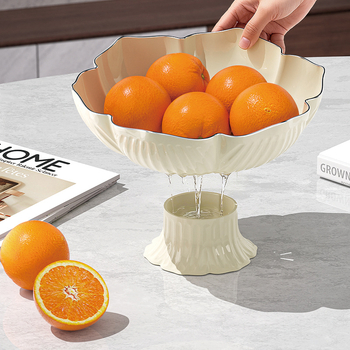 Youjin пластмасов поднос за плодове на крака – стил light luxury ретро, плодова чиния за холна маса